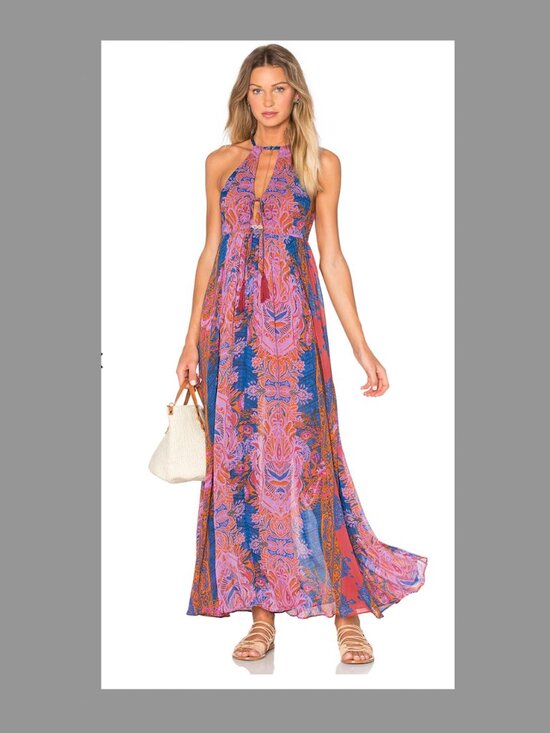 Free People Dresses & Skirts - Free People Vibrant Red and Blue Maxi Dress